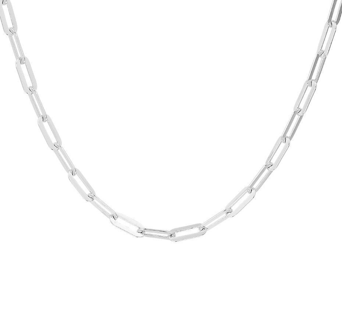 Zilver Gerhodineerde Collier paperclip platte buis 3 1332105