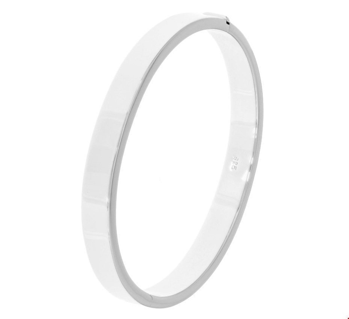 The Jewelry Collection Bangle Scharnier Vlakke Buis 8 X 60 mm - Zilver Gerhodineerd