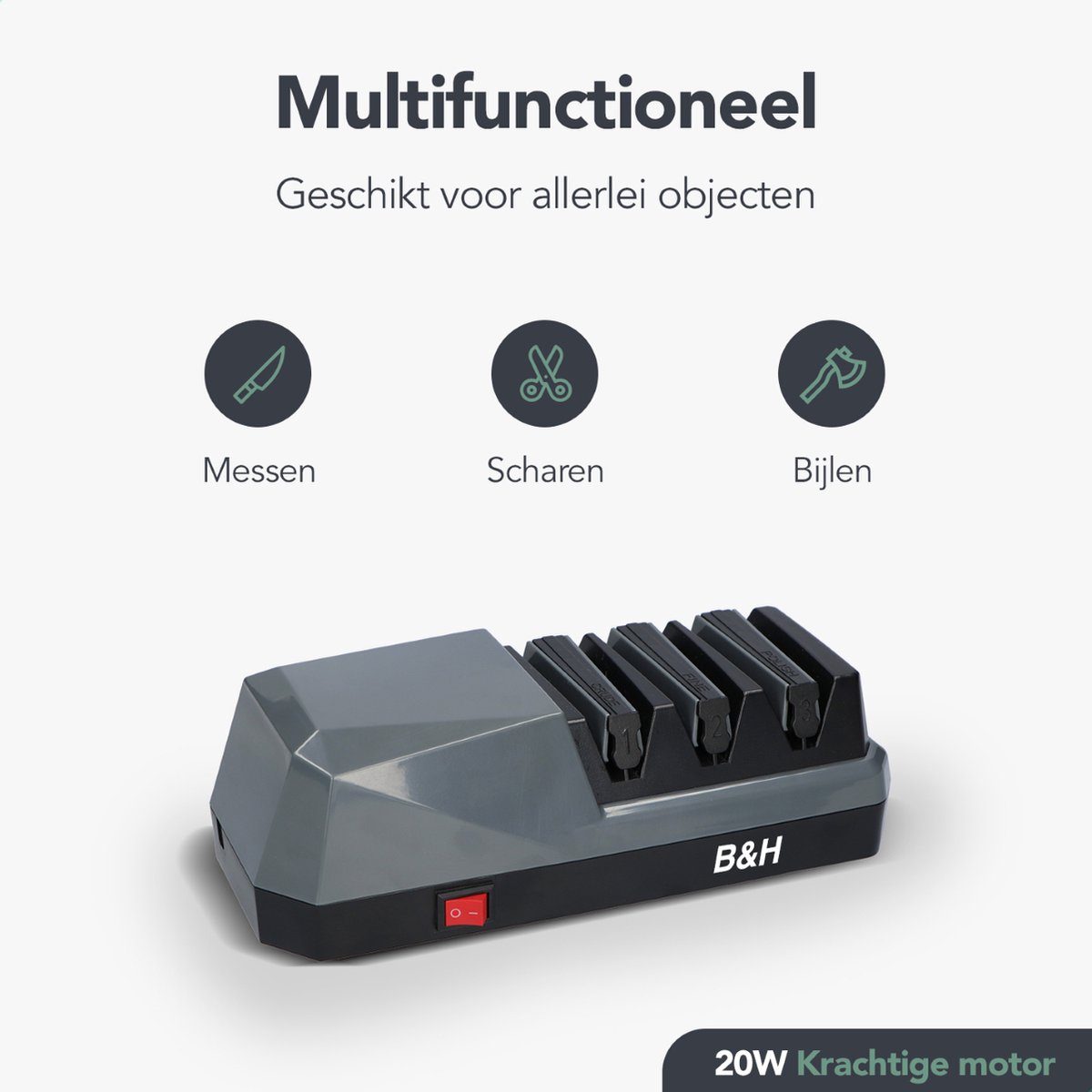 TIMERIAL Elektrische messenslijper, 3 stappen, 15° diamantslijpschijf, precisiehoekgeleiding, voor het slijpen en polijsten van stalen keukenmessen, 120 korrelgrootte en 600 grit en 1000 grit