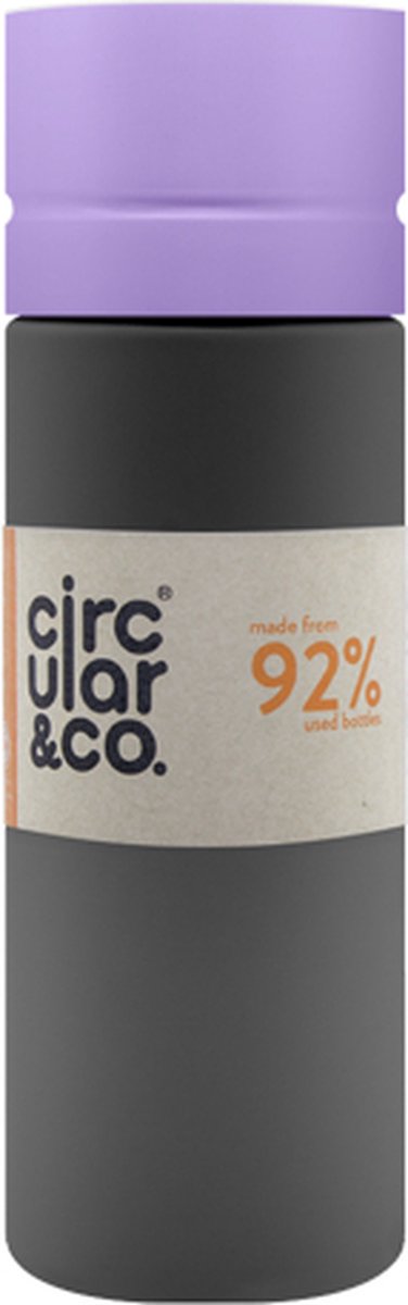 Circular&Co. herbruikbare to go waterfles 21oz/600ml grijs/paars