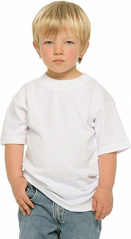 Set van 3x stuks basic wit kinder t-shirt 100% katoen - Voordelige t-shirts voor jongens en meisjes, maat: S (122-128)