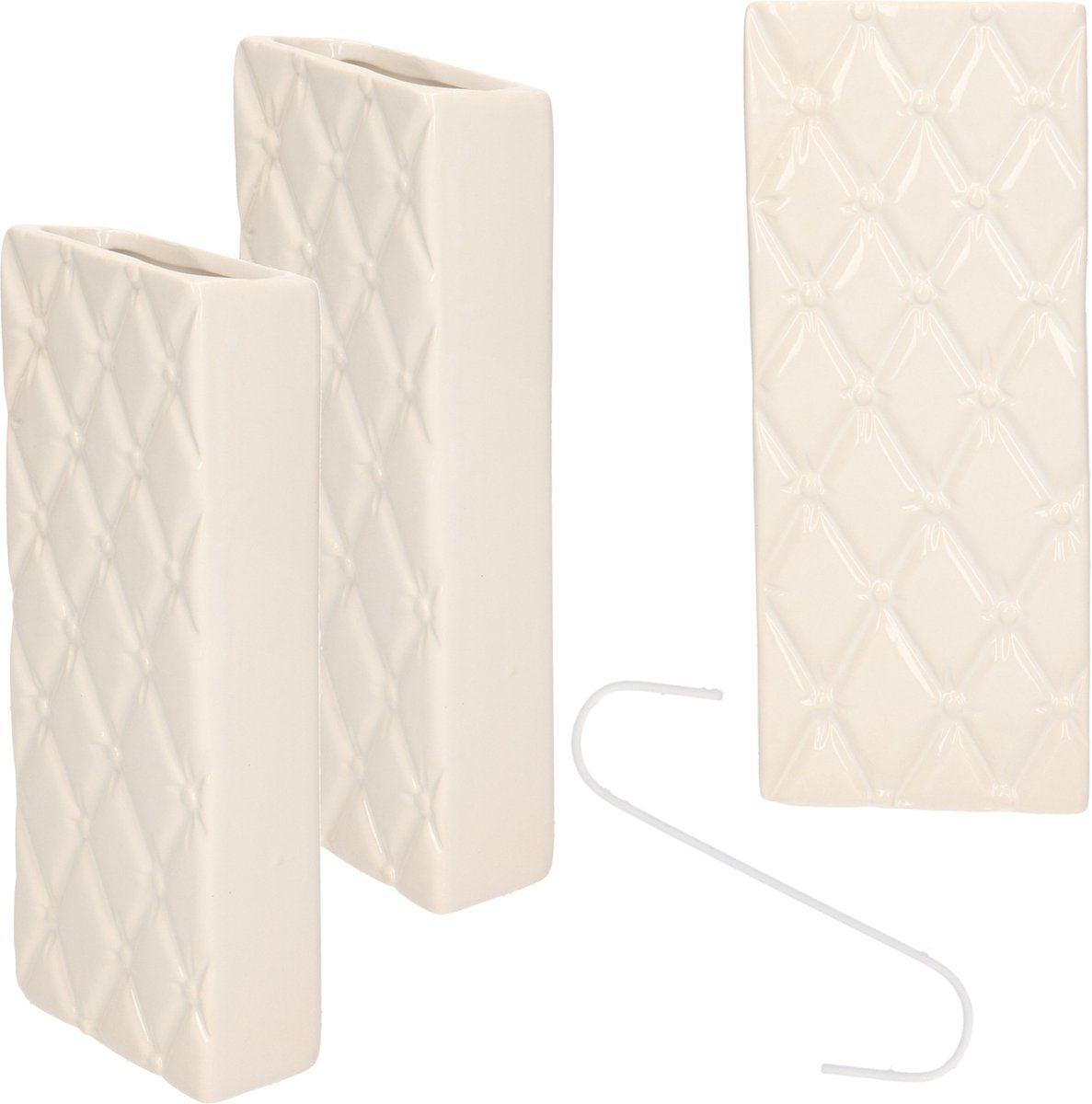 Luchtbevochtigers/waterverdampers radiator - 5x stuks - wit - aardewerk - L8 x H20 cm
