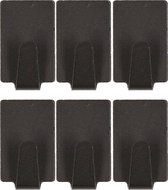 Excellent houseware - Zelfklevende rvs haakjes - zwart - set 6x