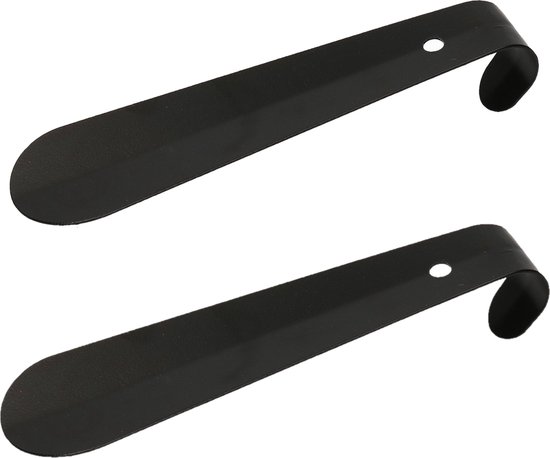 3x stuks metalen schoenlepels zwart 15 cm - Schoen instaphulp - Schoenen accessoires