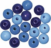 Gekleurde blauwe hobby kralen van hout 6mm - 345x stuks - DIY sieraden maken - Kralen rijgen hobby materiaal