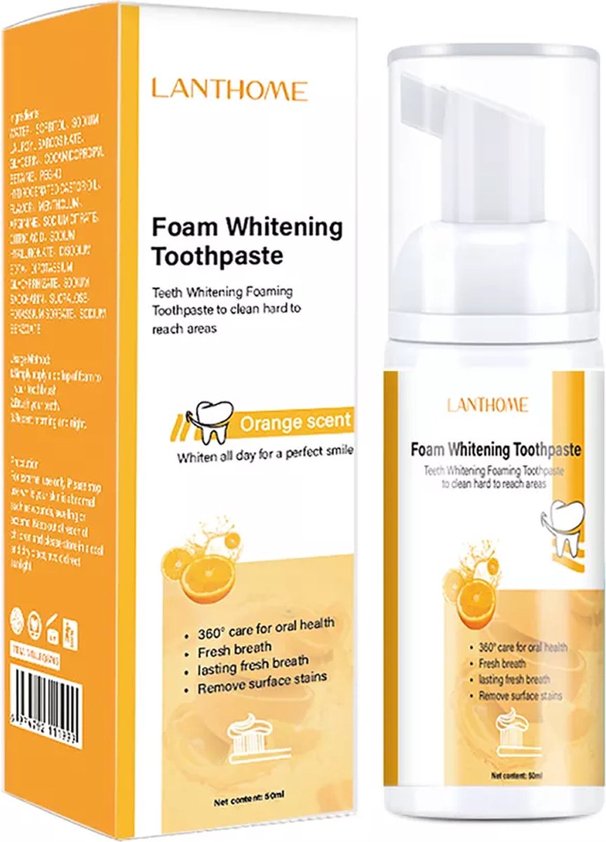 Lanthome - Whitening Schuim Tandpasta - Sinas/Orange - 2 in 1 - 50ml
