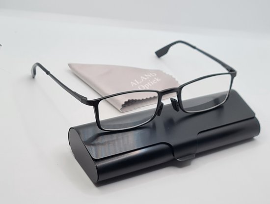 Leesbril +1,5 in zwarte metalen compacte brillenkoker / bril op sterkte  +1.5 / leuke... | bol.com