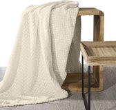 Plaid de Luxe Plaid CINDY blanc cassé - 170 x 210 cm - séjour - intérieur - chambre - couverture - cosy - polaire - couvre-lit