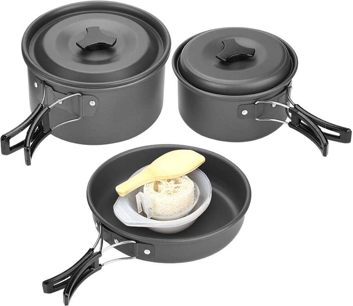 Casseroles Camping CENPEK Batterie De Cuisine Camping 8 Pièces - Acier Inoxydable, Casseroles Et Poêle Empilables - Pour 2-3 Personnes Casseroles Camping Empilables