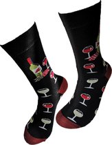 Verjaardag cadeau - wijn sokken - Rode Wijn - vrolijke sokken - valentijn cadeau - aparte sokken - grappige sokken - leuke dames en heren sokken - moederdag – vaderdag – kerst cadeau - Socks waar je Happy van wordt - Maat 36-41