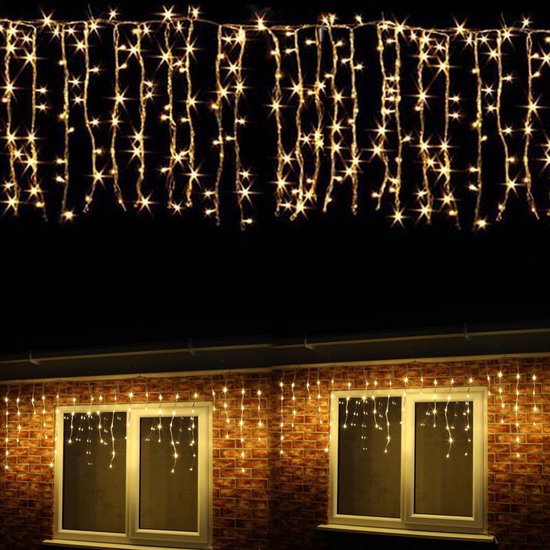 Kerstverlichting Gordijn 4 x 0,8 Meter Warm Wit LED Voor Buiten bol