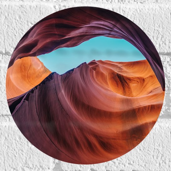 WallClassics - Muursticker Cirkel - Bogen in Antelope Canyon - 20x20 cm Foto op Muursticker