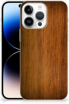 Smartphone hoesje Geschikt voor iPhone 14 Pro Max Leuk Case Super als Vaderdag Cadeaus Donker Hout