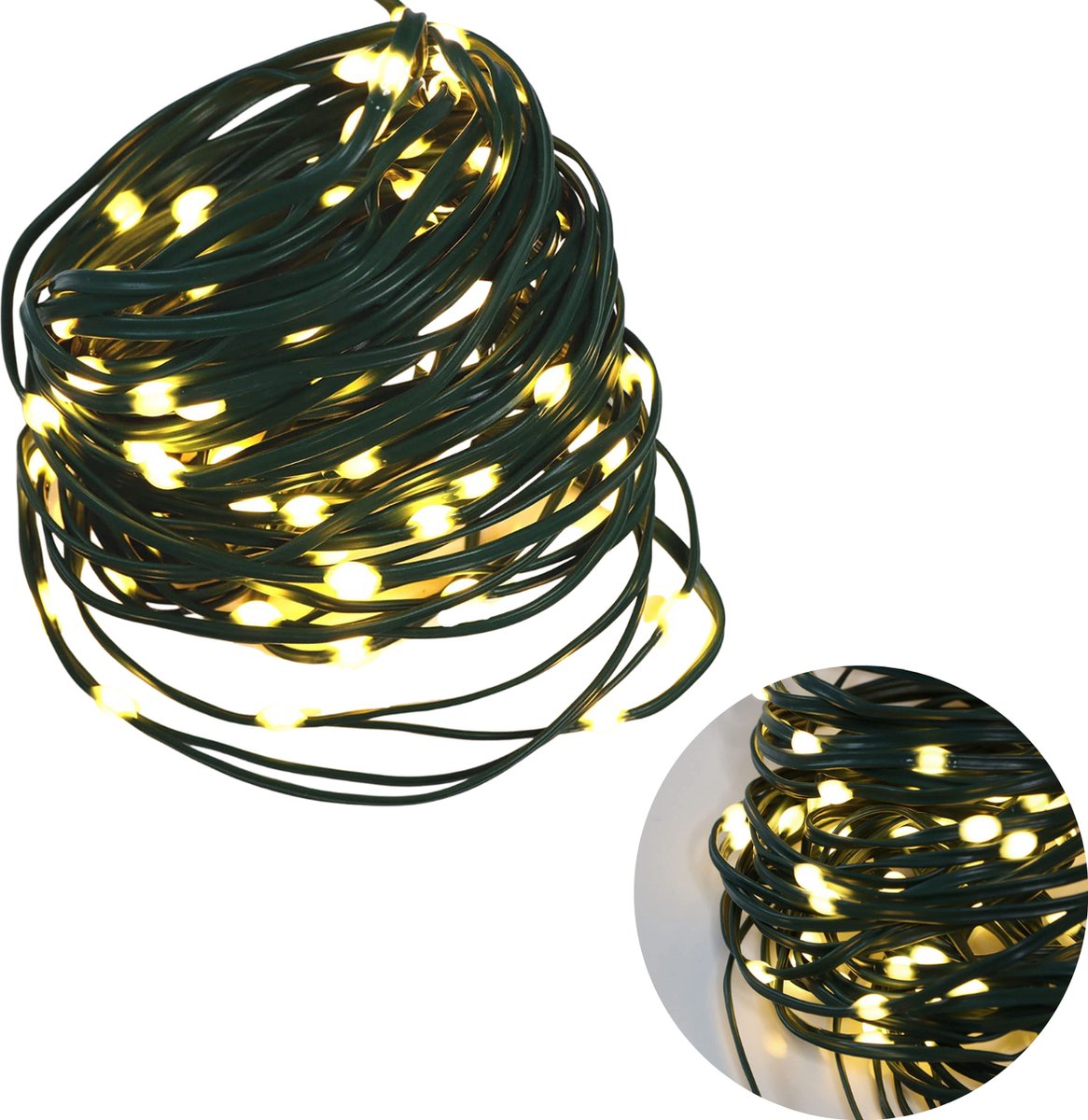Cheqo® Draadverlichting - Kerstverlichting - Kerstlampjes - Kerstboomverlichting - Lampjes Slinger - Lichtsnoer - LED Lampjes voor Binnen en Buiten - 13.5 Meter - 180 LED - Extra Warm Wit