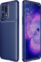 iMoshion Hoesje Geschikt voor Oppo Find X5 Pro 5G Hoesje Siliconen - iMoshion Carbon Softcase Backcover - Blauw