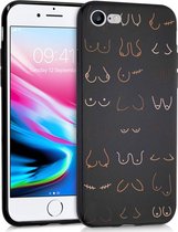 iMoshion Hoesje Geschikt voor iPhone SE (2022) / SE (2020) / 8 / 7 Hoesje Siliconen - iMoshion Design hoesje - Zwart / Boobs all over - Black