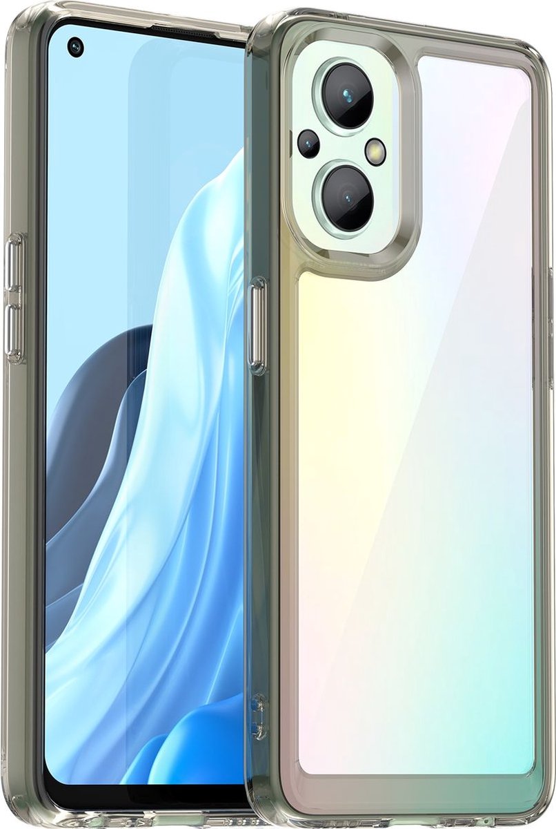 Mobigear Hoesje geschikt voor OPPO Reno 7 Lite Telefoonhoesje Hardcase | Mobigear Crystal Backcover | Reno 7 Lite Case | Back Cover - Transparant / Grijs