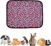 Strooiselmat - Bodembedekking Voor konijnen en knaagdieren - Fleece - 60x45 cm - Roze luipaardprint