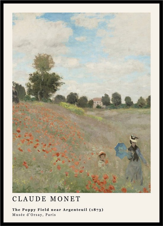 Affiche Coquelicots - Claude Monet - Grand 30x40 - Reproduction d'Art - ' Field de Poppy ' - Roses