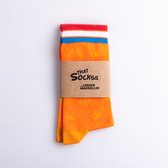 Oranje sokken WK Koningsdag inclusief geschenkverpakking - City Sockss - naadloos - one size