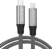 Douxe USB C naar USB C Kabel 100W 5A – USB C Kabel 1 meter – Extra bescherming met Nylon draad – Space grey