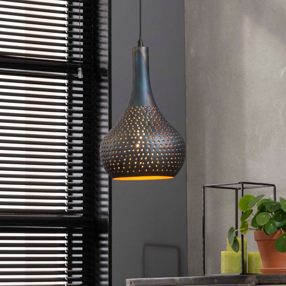 Fraaai - Gear hanglamp zwart/bruin 25 cm