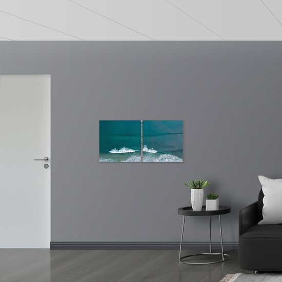 WallClassics - Dibond - Vue de dessus de Pont sur Mer - 100x50 cm Photo sur Aluminium (Décoration murale en métal)