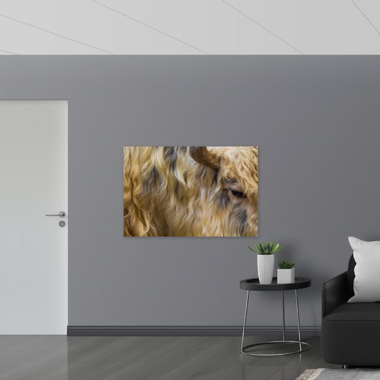 WallClassics - Feuille de Mousse PVC - Vache aux Cheveux Longs - 120x80 cm Photo sur Feuille de Mousse PVC