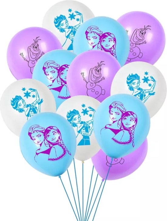 Frozen-Anna-Elsa-Olaf latex ballonnen set 12 stuks-themafeest-verjaardag-