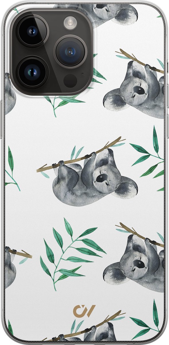 Hoesje geschikt voor Apple iPhone 14 Pro Max - Koala Print - - Wit - Apple - Casevibes