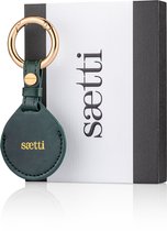 Porte-clés Saetti AirTag - Étui de Luxe pour porte-clés AirTag - Vert - Cuir véritable