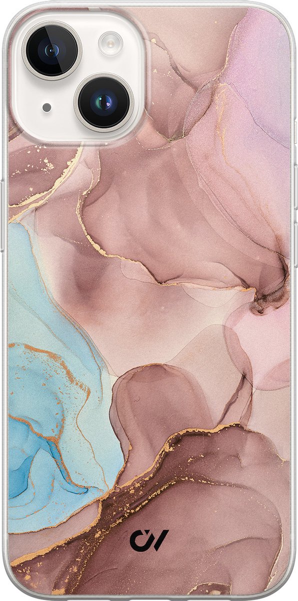 Hoesje geschikt voor Apple iPhone 14 - Marble Clouds - - Roze - Apple - Casevibes