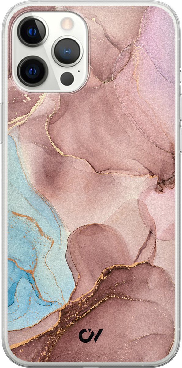 Hoesje geschikt voor Apple iPhone 12 Pro Max - Marble Clouds - - Roze - Apple - Casevibes