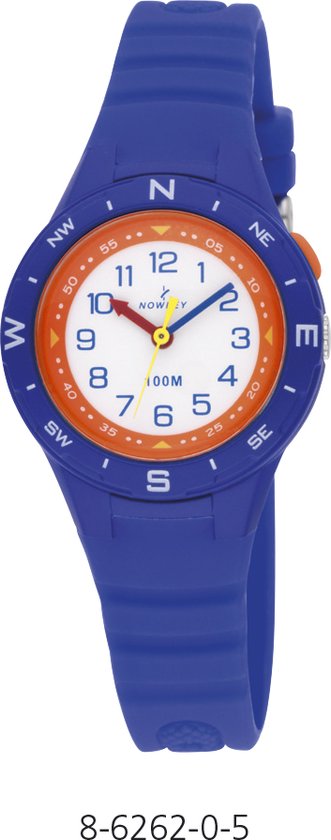 Nowley 8-6262-0-5 analoog horloge 29 mm 100 meter blauw/ oranje