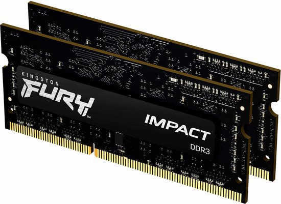 Kingston FURY Impact - Geheugen - DDR3L (SO-DIMM) - 8 GB: 2 x 4 GB - 204-PIN - 1866 MHz / PC3L-14900 - CL11 - 1.35 1.5 V - niet-gebufferd - niet-ECC - zwart