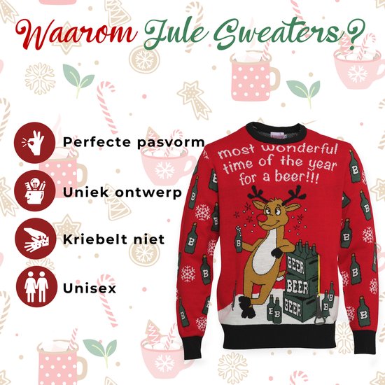 Pull de Noël laid femmes et hommes - Pull de Noël « Moment le Most merveilleux pour une bière » - Pull de Noël pour hommes et femmes Taille S
