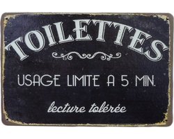 WC bord - Toilettes - Metalen wandbord - Retro wandbord - WC decoratie spreuken - Wc wanddecoratie - Tekstbord - Toilet decoratie - 20 x 30cm