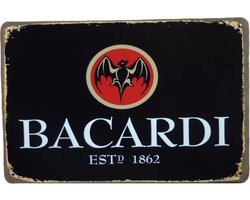 Bacardi - Metalen wandbord - Metal sign - Tekstbord - Retro wandbord - Vintage borden - Bacardi wandbord - Tekstborden - Wandbord mancave - 20 x 30cm - Cave & Garden