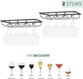 IN.HOMEXL Ockley lot de 2 - Porte-verre à vin - Support à suspendre Verres à vin à vin - Support à verre à vin - Casier à vin - Support à verre à suspendre - Métal Zwart mat