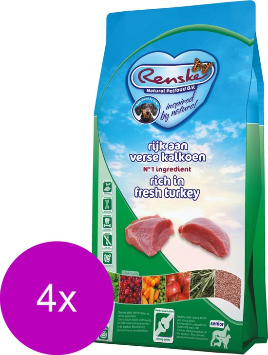 Renske Senior Kalkoen - Hondenvoer - 4 x 2 kg Graanvrij