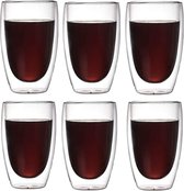 Faseras Theeglazen Set - Dubbelwandige Cappuccino Glazen - 450 ml - 6 Stuks - Latte Macchiato Koffieglazen - 6x Dubbelwandig Thee Glas / Koffie Kop - Koffieglas - Kopjes
