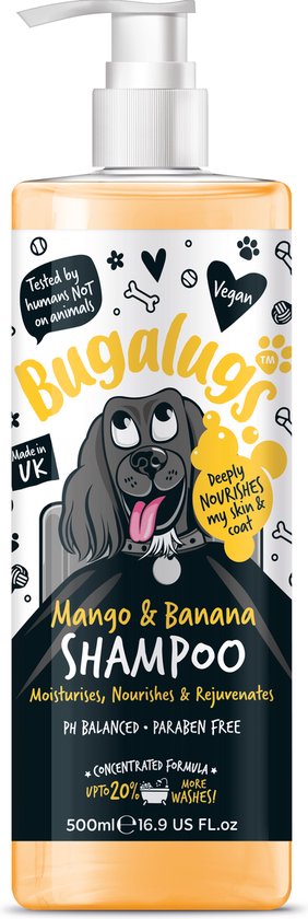 Bugalugs - Hondenshampoo Mango & Banana - Alle vachttypes - Fles met pompje - Vegan - 500 ml