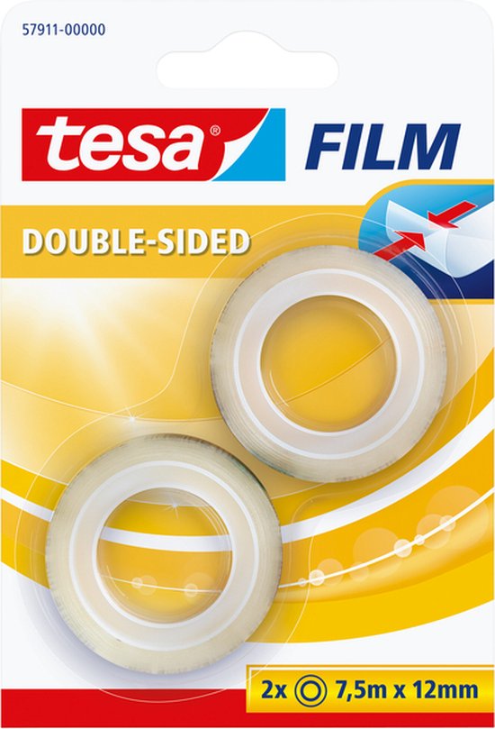tesa 57911-00000-01 Dubbelzijdige tape tesafilm Transparant (l x b) 7.5 m x 12 mm 2 stuk(s)