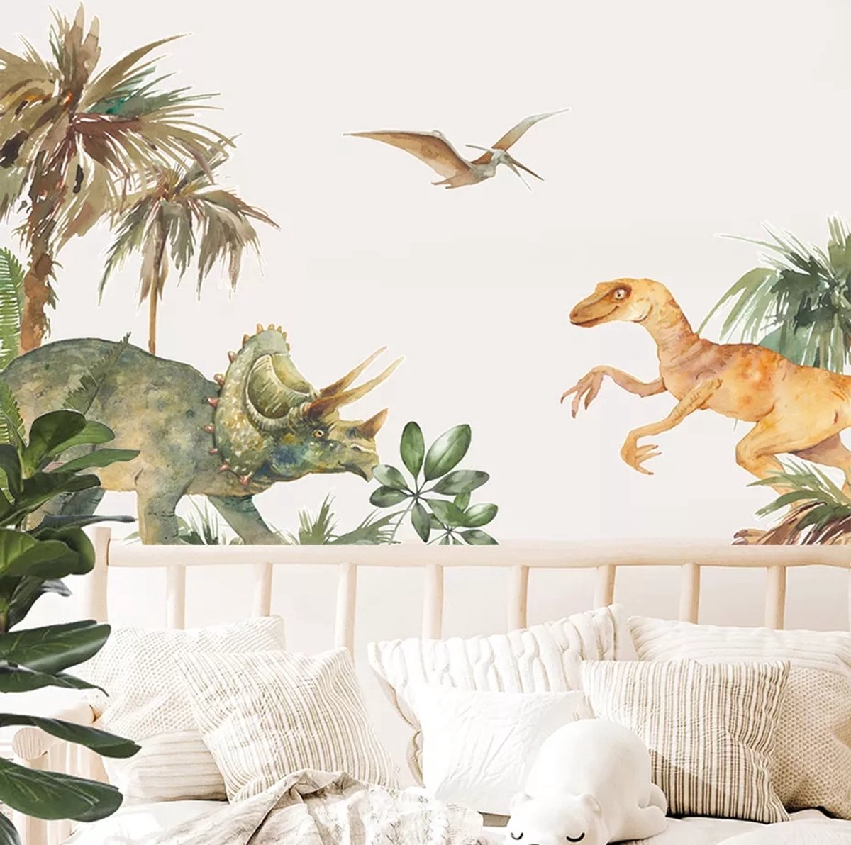 Dino muursticker Schattige dinosaurus tyrannosaurus cartoon Dino muursticker Schattige dinosaurus tyrannosaurus cartoon