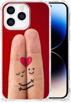 Anti Shock hybrid Case Geschikt voor iPhone 14 Pro Stevige Telefoonhoesje met transparante rand Liefde