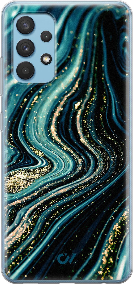 Samsung A32 4G hoesje - Blue Marble Waves - Marmer - Blauw - Soft Case Telefoonhoesje - TPU Back Cover - Casevibes