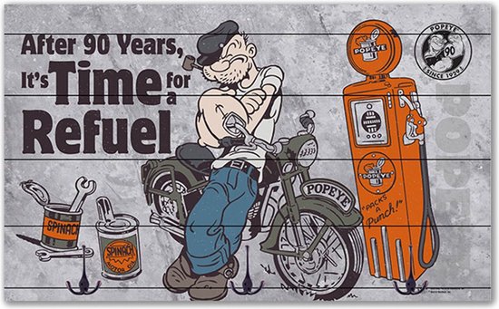 Popeye - After 90 Years It's Time For A Refuel Houten Kapstok - 50 x 30 cm