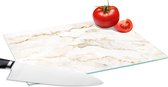 Glazen Snijplank - 28x20 - Marmer - Kalk - Goud - Luxe - Marmerlook - Wit - Snijplanken Glas - Keuken decoratie aanrecht
