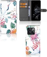 Telefoonhoesje OnePlus 10T Wallet Bookcase Bird Flowers