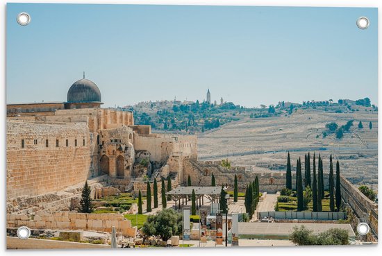 WallClassics - Tuinposter – Westmuur in Jeruzalem - 60x40 cm Foto op Tuinposter  (wanddecoratie voor buiten en binnen)